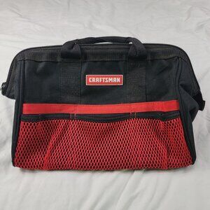 Craftsman Large Mouth Tool Bag Heavy Duty Black Red Polyester With Zipper